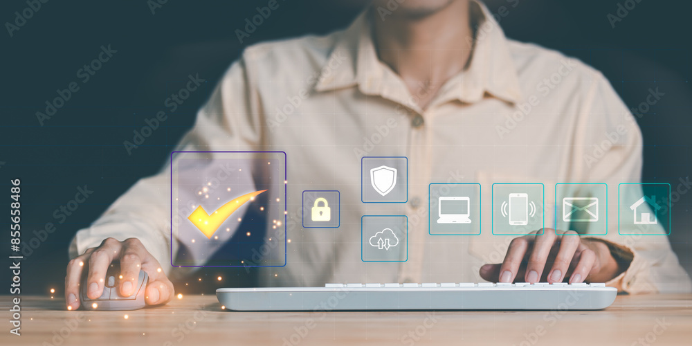 Poster data protection concept and secure internet security access ,