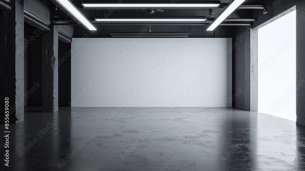 Poster empty modern minimalist photo production studio with white background. background image. created wit