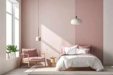 Modern Bedroom Interior Design with Pink Accents and Natural Light Perfect for Home Decor Inspiration