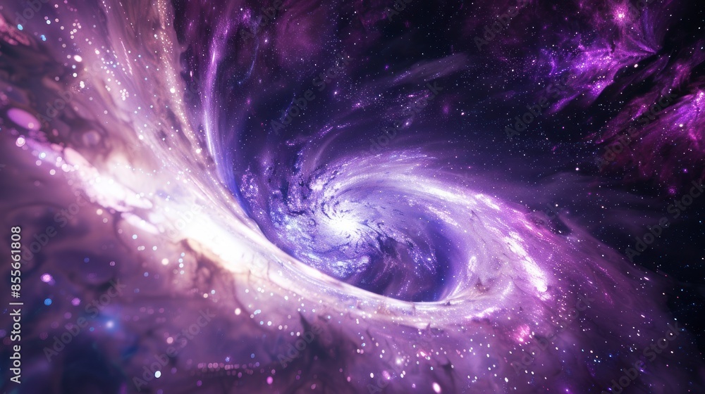 Wall mural artistic interpretation of stars in a celestial spiral.