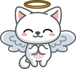 Cute cat with angel wings and halo