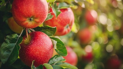 Obraz premium Ripe Red Apples on Tree Branch