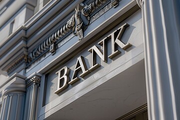 a close up of a bank sign