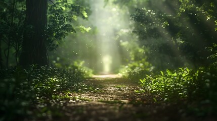 Fototapeta premium Mystical Forest Portal with Ethereal Atmosphere and Ample Copy Space