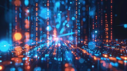 Obraz premium Binary code background illustration generated by ai