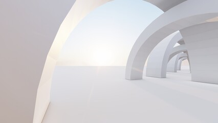 Abstract architecture background arched interior 3d render