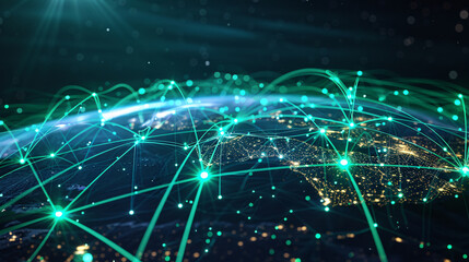 a map of the earth with lights and dots