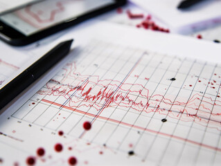 a graph on a paper with a pen and a marker