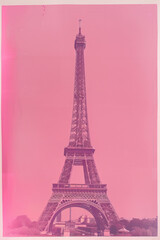 France Eiffel Tower in retro and grunge style, old fashioned poster for travel, Frence citymark