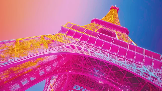 France Eiffel Tower in retro and grunge style, old fashioned poster for travel, Frence citymark