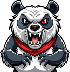 angry panda close-up mascot