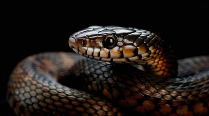 Fototapeta premium Ahaitulla prasina snake isolated against a black backdrop