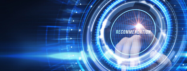 Business, Technology, Internet and network concept. The word Recommendation on the virtual screen.