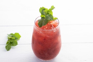 Caipirinha, typical alcoholic drink from Brazil. made with cachaca or vodka, fruit, ice and sugar