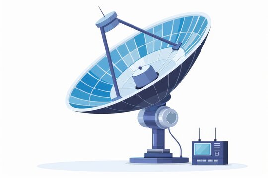 recommend clip art: A satellite dish clipart, internet communication element, illustration, blue and grey, isolated on white background