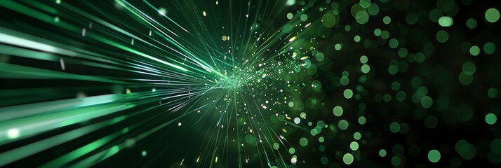 Dark gree background, Complex light trajectories, Manifest the AI era, Glowing lines, Particles, sparkle, ray tracing, speed line . 3:1 , landing page, website, banner