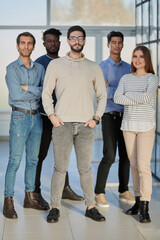 Fototapeta premium Portrait of diverse people standing in a row