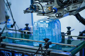 Smart robot arm system for innovative warehouse and factory digital technology . Automation manufacturing robot controlled by industry engineering using IOT 