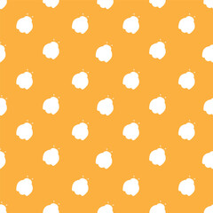 White silhouette Ladybugs seamless background repeating pattern, wallpaper, on a orange background, 