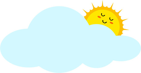 Sun and cloud cartoon smile.