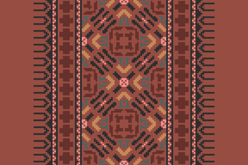 Seamless geometric ethnic asian oriental and tradition pattern design for texture and background. Silk and fabric pattern decoration for carpet, clothing, wrapping and wallpaper