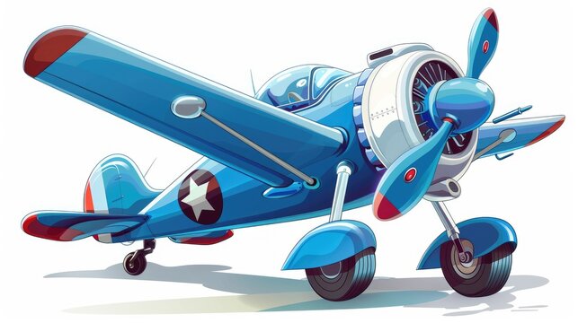 An amusing cartoon airplane isolated on a white background is the perfect touch of humor in 2d form
