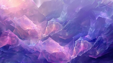Obraz premium Polygon abstract background with ethereal pastel purples and pinks, creating a dreamy, soft, and fluid visual effect.