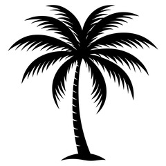 Obraz premium palm tree silhouette black color Vector illustration art.