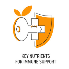Key nutrients for immune support - Emblem with key and shield