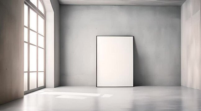 Empty glass wall frame gallery hall mockup