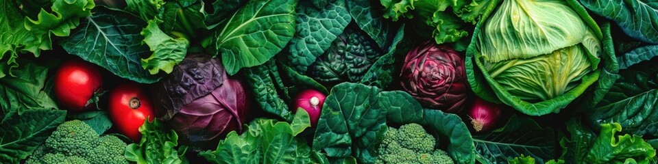 Fototapeta premium Vegetables. Assortment of Fresh Organic Produce on Food Background