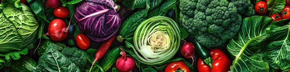 Fototapeta premium Vegetables. Assortment of Fresh Organic Vegetables on Food Background