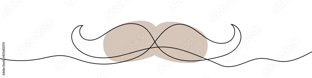 Poster continuous editable line drawing of mustache icon. one line drawn mustache. vector illustration. mus