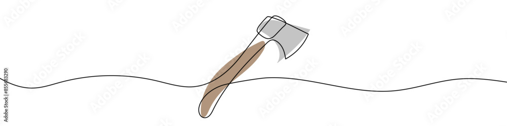 Wall mural continuous editable line drawing of axe icon. one line drawn axe. vector illustration. axe icon in o
