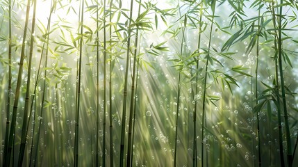 Digital technology green glass bamboo forest poster background