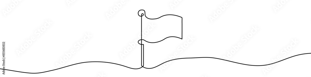 Poster continuous editable line drawing of flag. one line drawing of flag icon. vector illustration. flag i