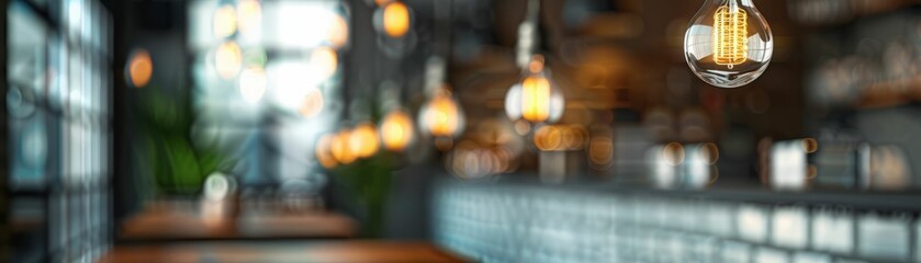 Fototapeta premium Warm Light in a Blurred Bar Interior.
