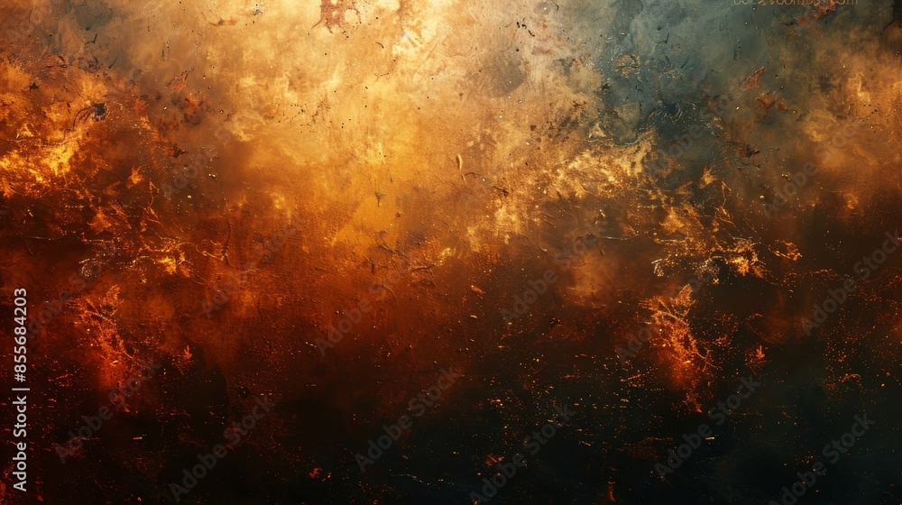 Poster abstract art featuring textured patterns in warm earthy tones of brown, gold, and orange, creating a