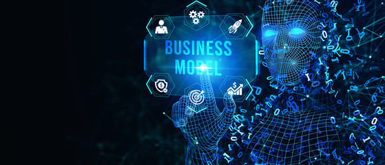 Business, Technology, Internet and network concept. Shows the inscription: BUSINESS MODEL. 3d illustration