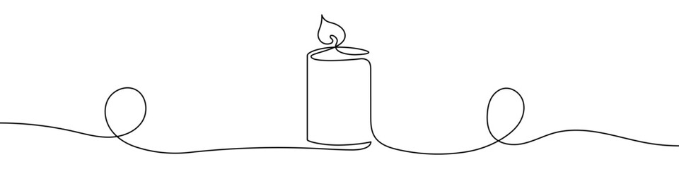Continuous editable line drawing of candle. One line drawing background. Vector illustration. Candle icon in one line.