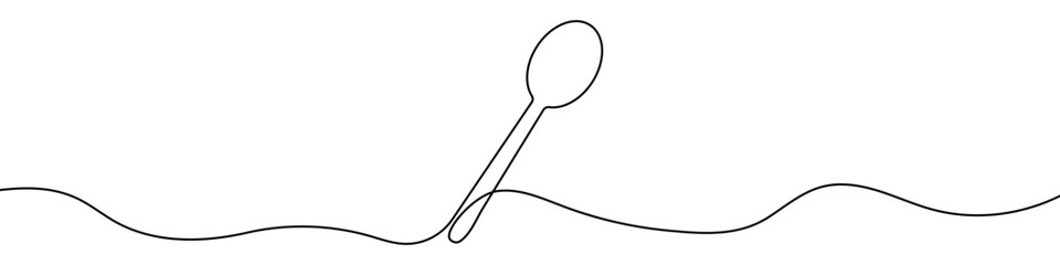 Continuous editable line drawing of spoon. One line drawing of spoon icon. Vector illustration. Spoon icon in one line.