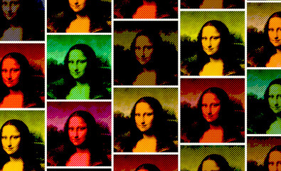 Pattern of Mona Lisa in Pop Art Style