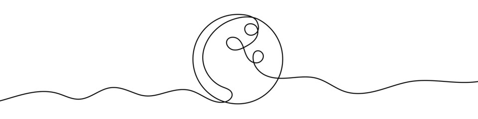 Continuous editable line drawing of bowling ball. One line drawing background. Vector illustration. Bowling ball icon in one line.