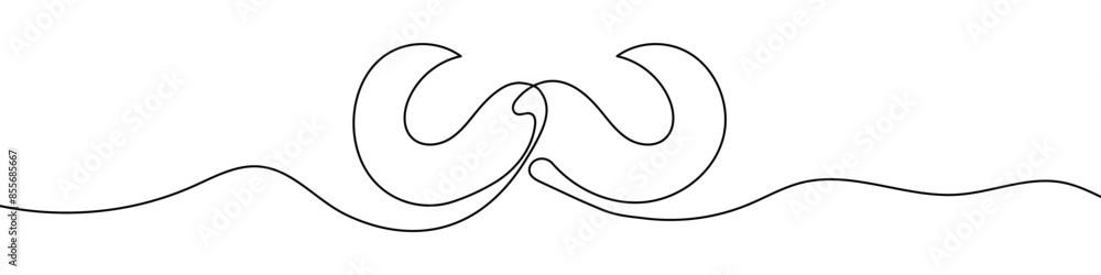 Wall mural Continuous editable line drawing of mustache icon. One line drawn mustache. Vector illustration. Mustache icon in one line.