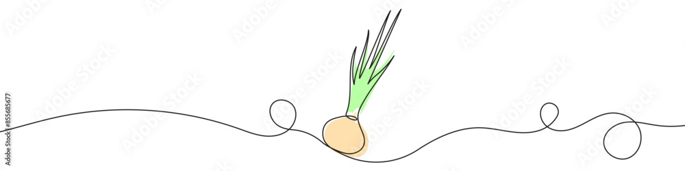 Poster continuous editable line drawing of onion. one line drawing of onion icon. vector illustration. onio