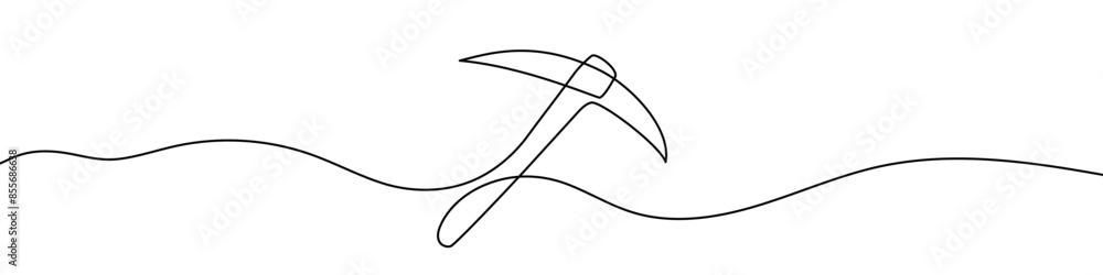 Poster continuous editable line drawing of pickaxe. one line drawing of pickaxe icon. vector illustration. 