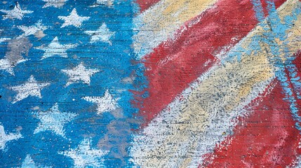 Patriotic Chalk Art on City Sidewalk