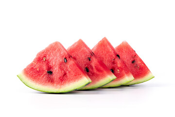 watermelon and watermelon slices isolated on white background.