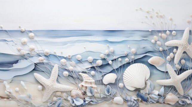 sea shells on the beach abstract.