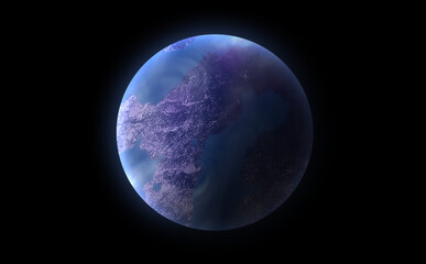 3d illustration of an earth-like exoplanet waiting to be discovered by human